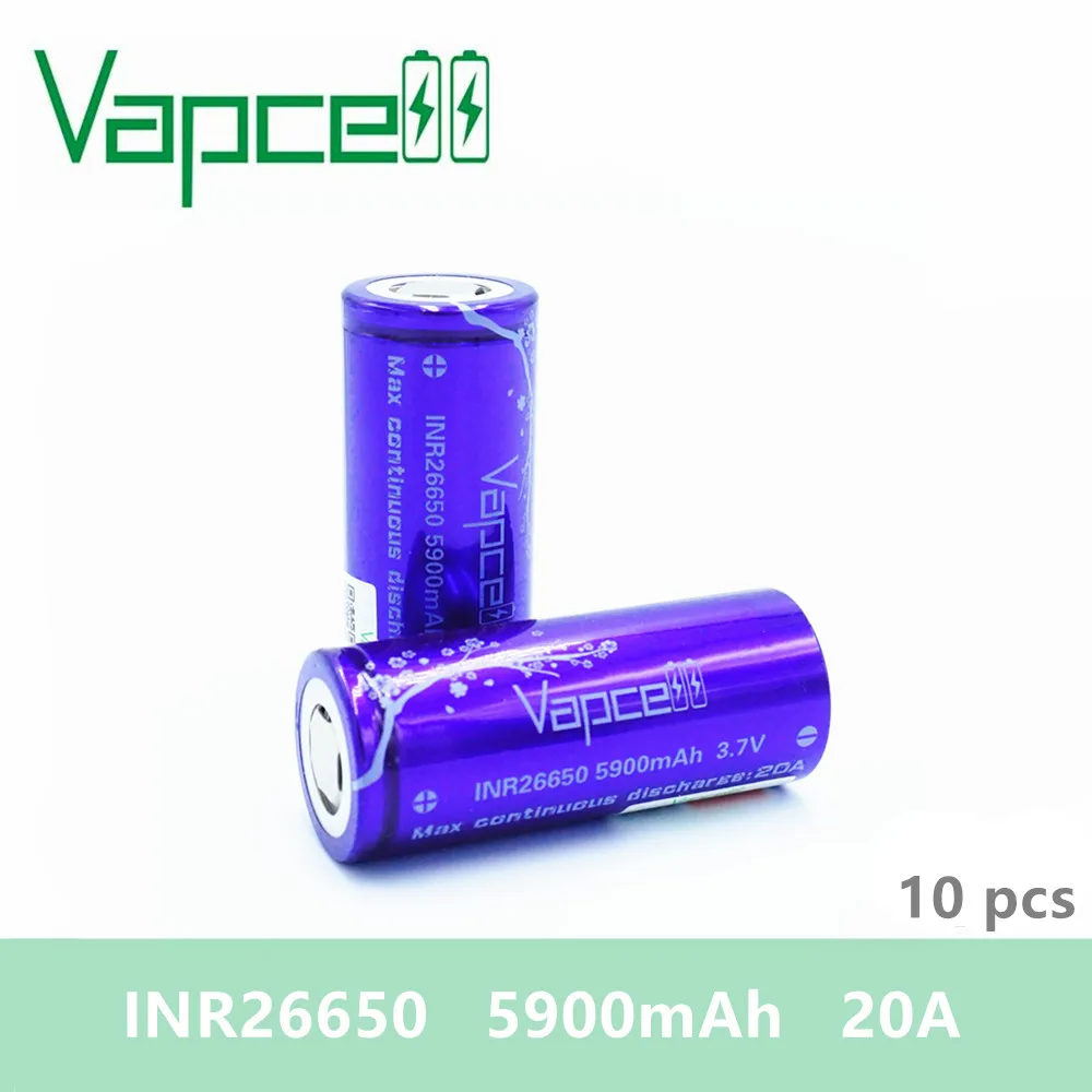 

10pcs VAPCELL INR26650 INR 26650 5900mAh 20A HIGH POWER large capacity and HIGH discharge lithium E-CIG IMR BATTERY vs Keeppower