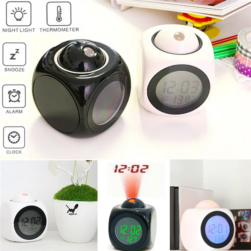  1Pcs Multifunction Digital LCD Projection Temp Display Alarm Clock Voice Talking Prompt Thermometer