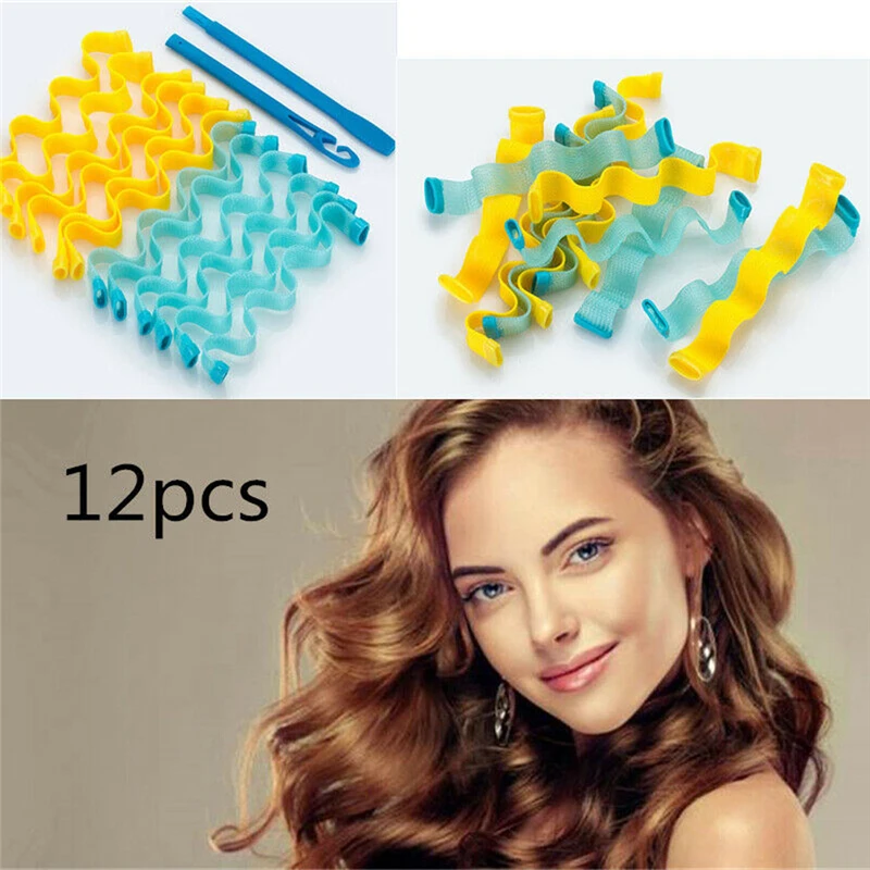 

Water Wave Curlers Formers Leverage Spiral Hairdressing Tool 25-60cm 12pcs New DIY Wave Formers Short long Hair Water Ripple