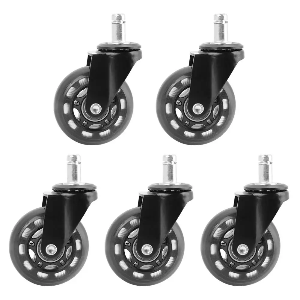

5Pcs 2.5" Office Chair Caster Wheels Swivel Rubber Castor Wheel Replacement Soft Safe Rollers Furniture Hardware Accessories