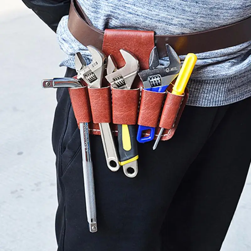 Cowhide Leather Carpenter Holder Multi Pocket Hands Free Home Belt