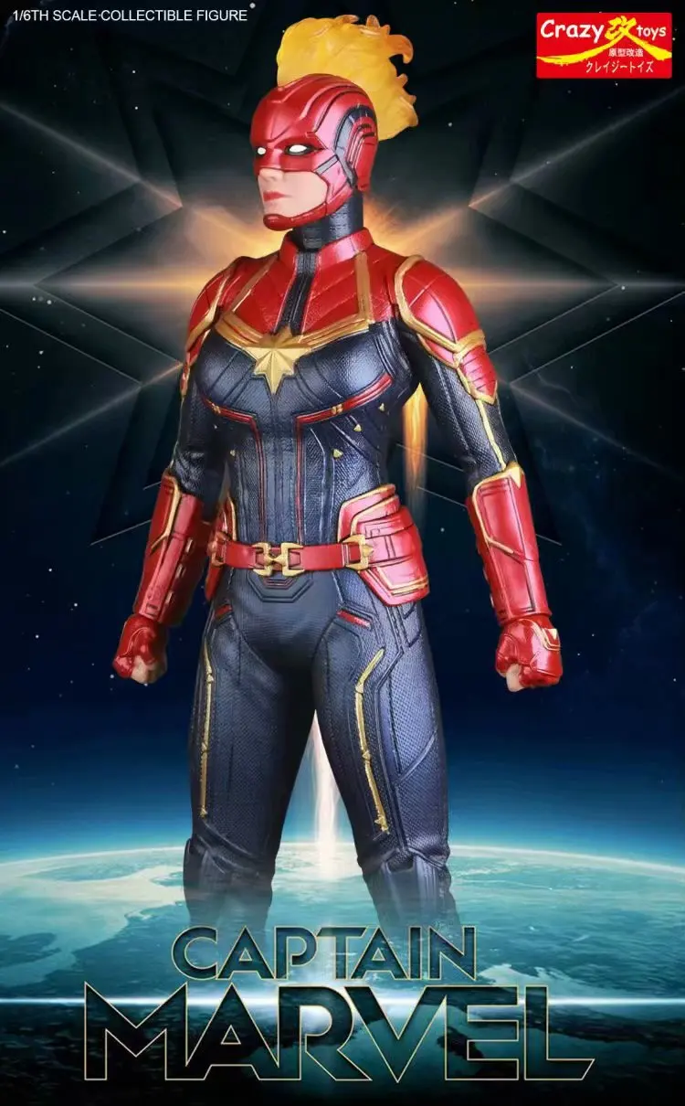 

28cm New Movie Captain Marvel Action Figure Marvel SuperHero Avengers: Endgame Collectible Statues Model Crazy Toys Gifts