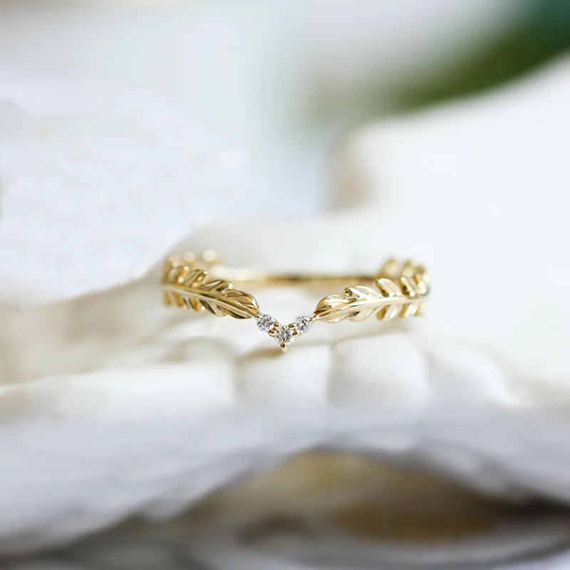 

Leaf Shaped Ring For Women Golden Fashion Jewelry Pop Finger Rings Ladies Gifts Accessories Valentine'S Day Present Dropshipping