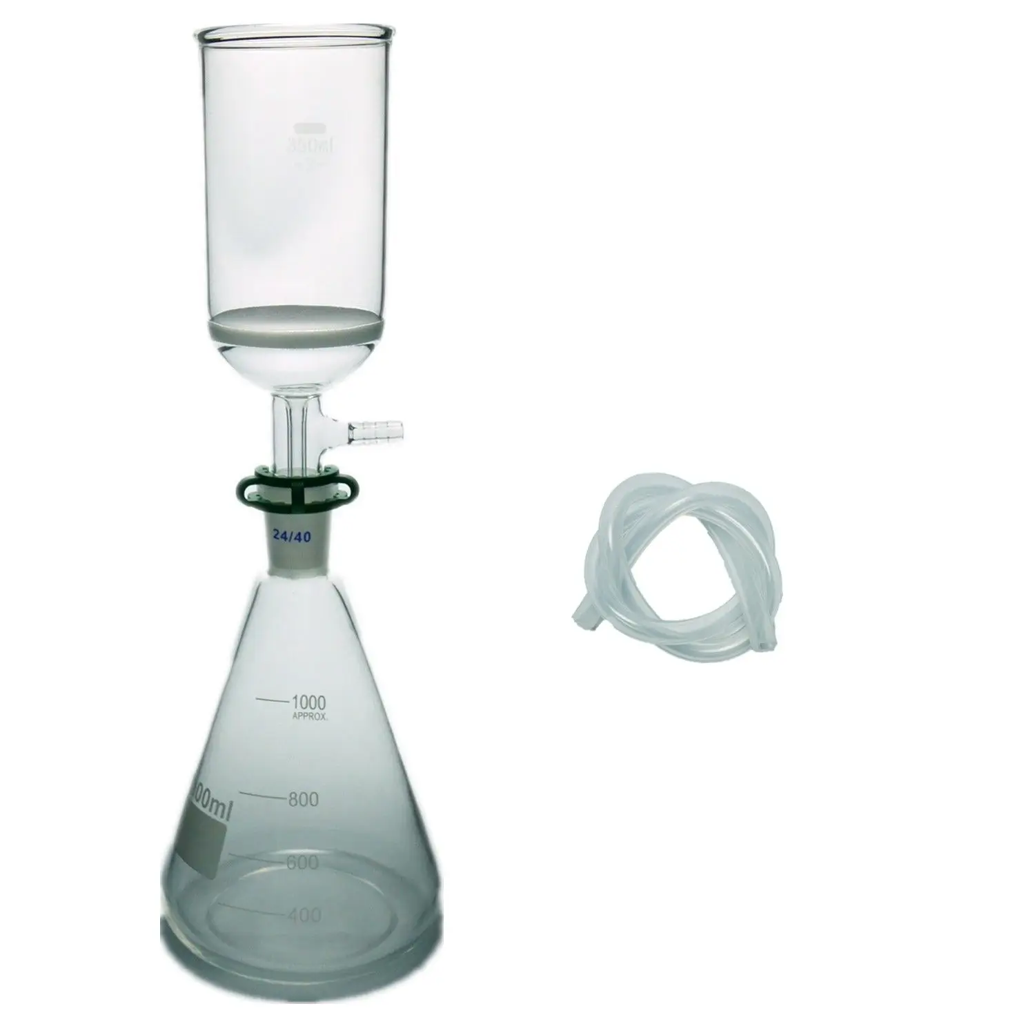1000ml,Glass Suction Filter Kit,350ml 24/40 Buchner Funnel & 1L Erlenmeyer Flask