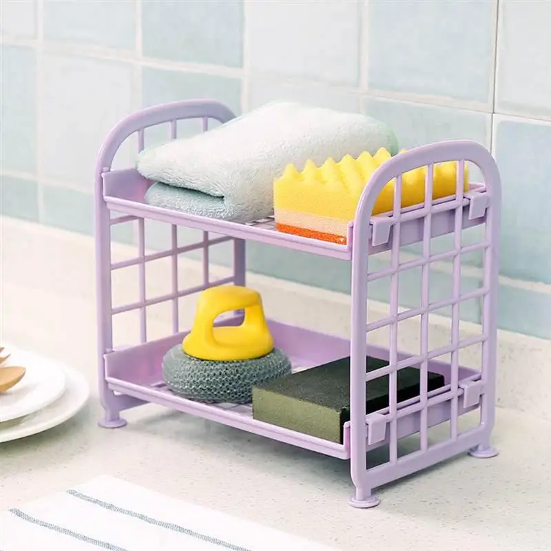 

1PC Portable Practical Durable 2 Layers Bathroom Storage Shelf Kitchen Storage Rack for Bathroom Living Room Desktop Countertop