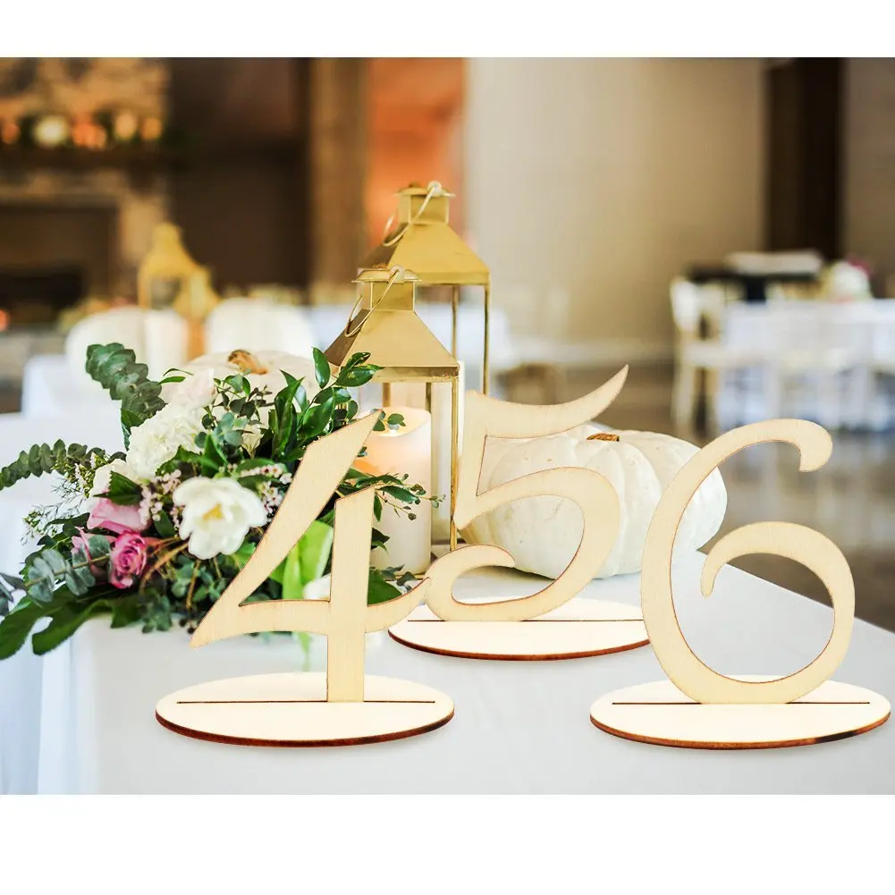 

Wooden Table Number 1-20 Wedding Table Number with Base for Wedding Reception and Wedding Table Decorations