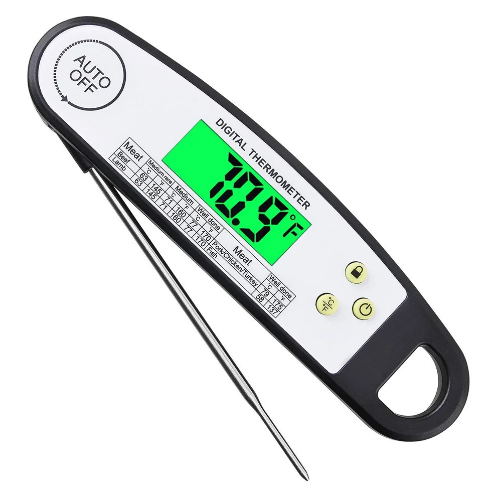 

Candy Backlight Electronic BBQ Food Thermometer Household Grill Kitchen Meat Foldable Digital Probe Waterproof Cooking