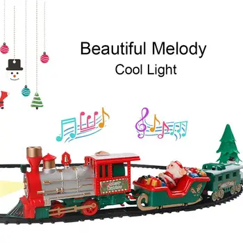 

Children Small Train Track Toy Electric Light Music Christmas Train Best Christms/New Years Gift For Children