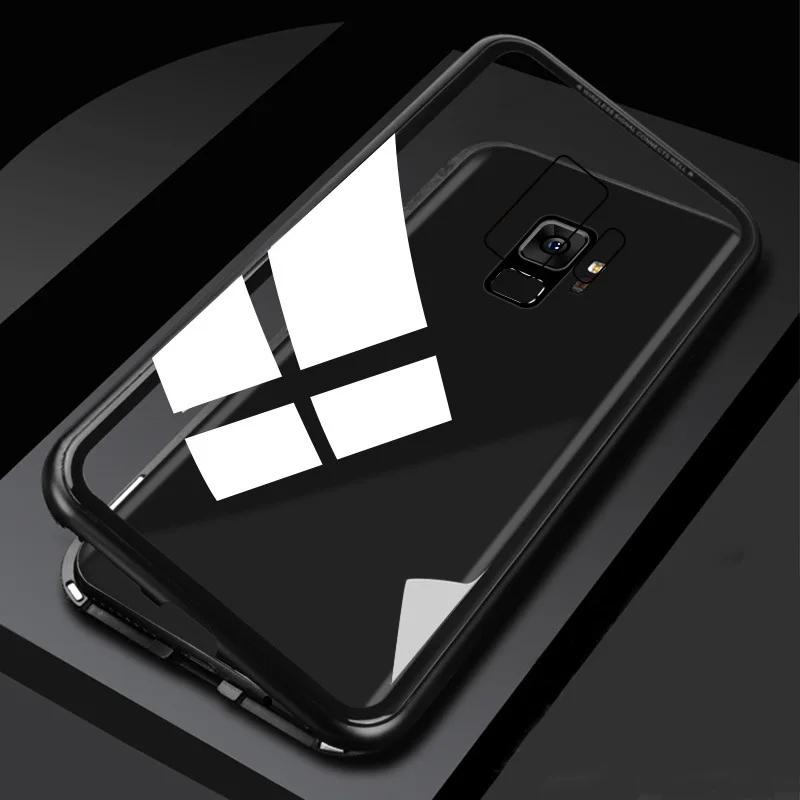 360 магнитных адсорбционных чехлов для Samsung S9 Plus закаленное стекло задняя