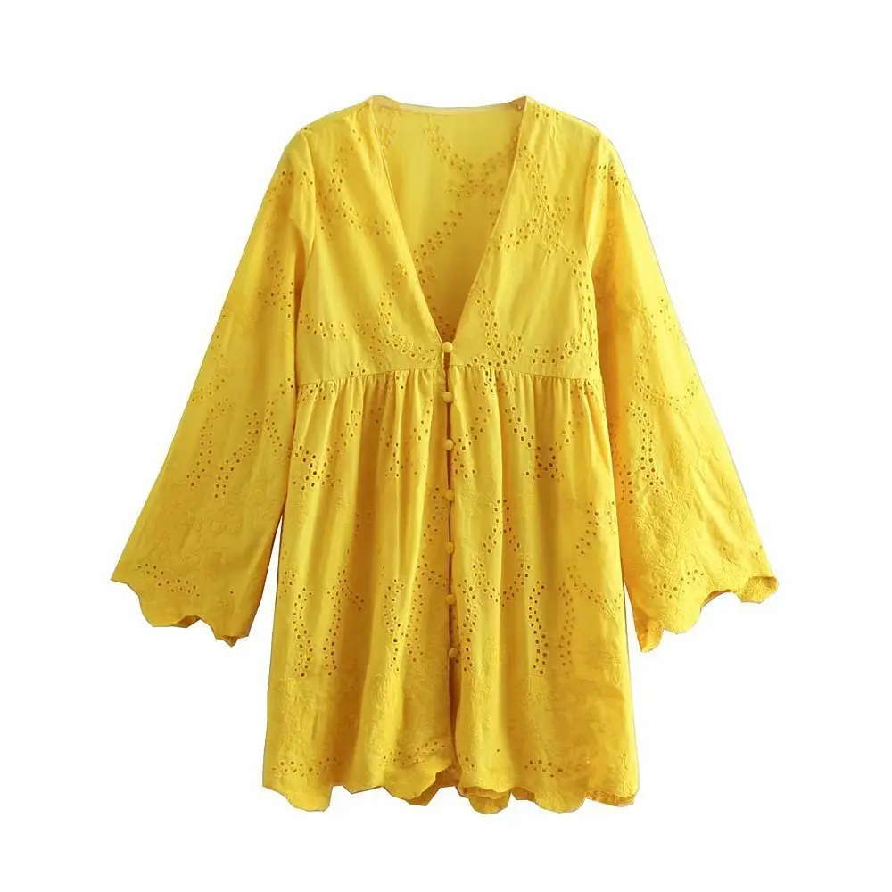 ladies yellow cotton tops