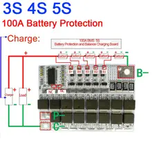 DYKB 3S 4S 5S 100A LiFePO4 литиевая батарея защита с балансом зарядки BMS защита печатная плата 9,6 в 12,8 В 16 В