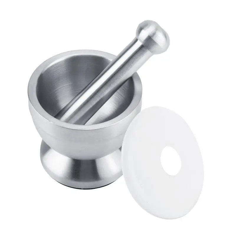 

Stainless Steel Mortar Pestle Beans Garlic Spices Foodstuffs Grinder Kitchen Tool with Lid for kitchen