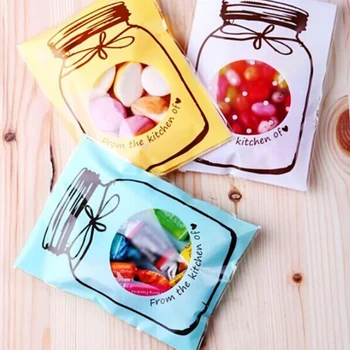 

Candy Packaging Bags Gift Birthday 100PCS/Lot Self Adhesive Wedding Colorful bottle pattern Cookie Cute Party Favors Plastic Bag