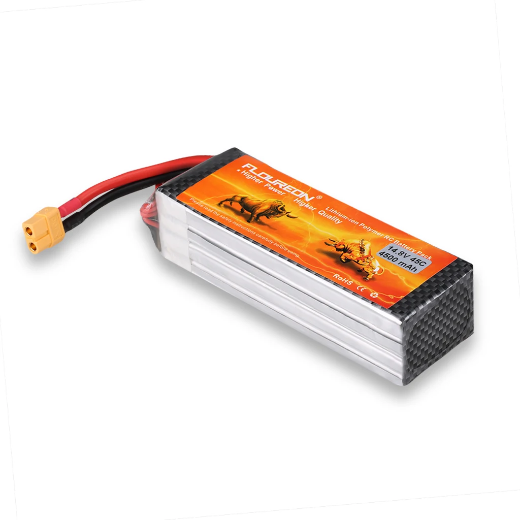 

FLOUREON 4s 14.8V 4500mah 45C XT60 for Mariner 450 Waterproof RC Quadcopter Ar.Drone