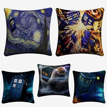

Doctor Who Starry Night Box Linen Cushion Cover 45x45cm Decorative Pillow Case For Sofa Home Decor Throw Pillow Covers Almofada