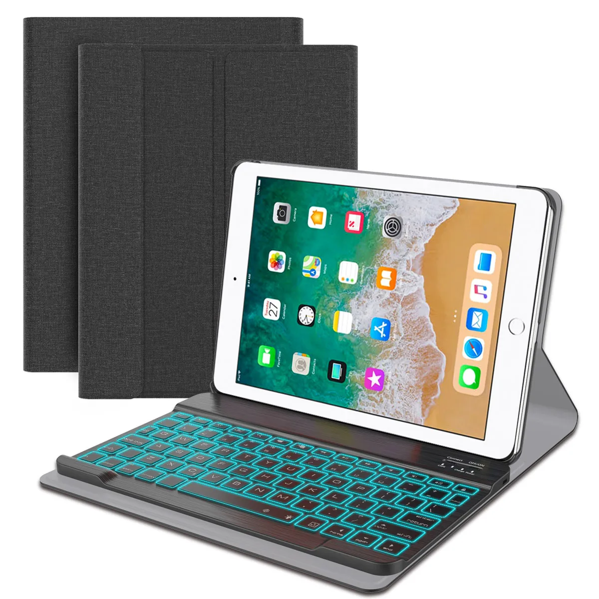 

For iPad 9.7 2018 Case Smart Wireless Bluetooth Backlight USA Keyboard Flip PU Leather Case For iPad 9.7 Inch 2018 With Keyboard