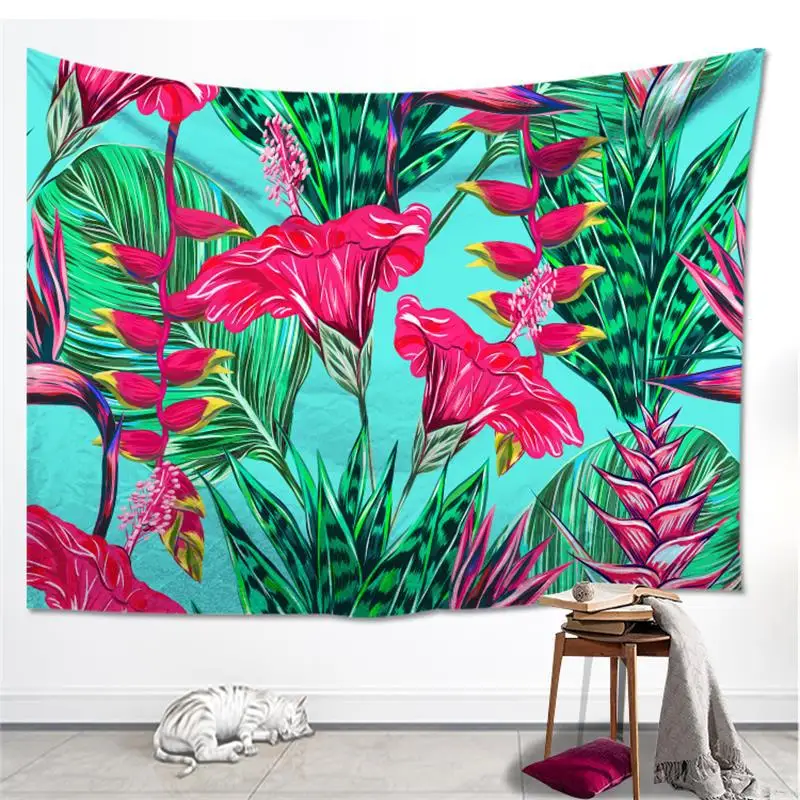 

Loartee Fashion Ins Tropical Floral Pattern Tapestry Flower Leaves Room Curtain Wall Hanging Decoration