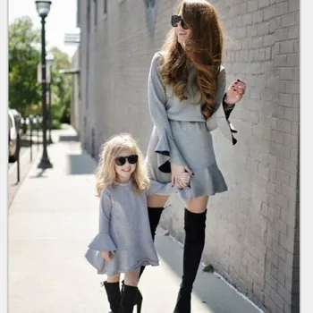 

Ruffle Sleeve Mother Daughter Dresses Family Matching Clothes Mama Mom & Kids Girls Family Look Mother Daughter Matching Clothes