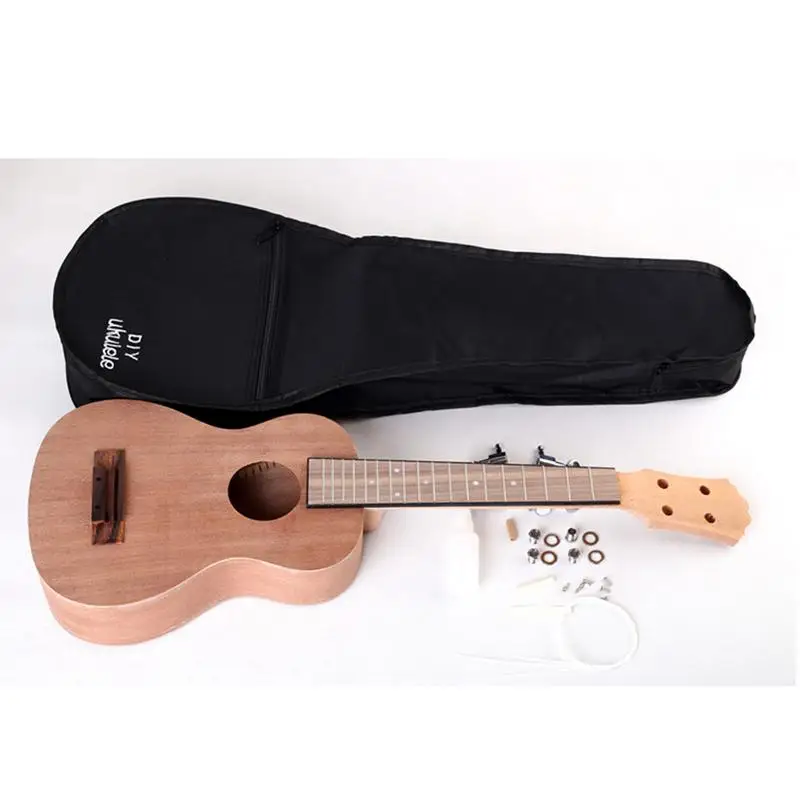 

23 Inch Mahogany + Piano Bag DIY Ukulele 23 Inch UKULELE Small Guitar Manual Assembly 35*24*9cm/13.78*9.45*3.54in