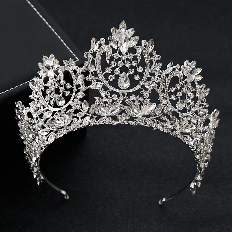 

European Retro Bride Headwear Baroque Bridal Crown Fashion Rhinestone Hair Jewelry Queen Princess Headdress Wedding Accessories