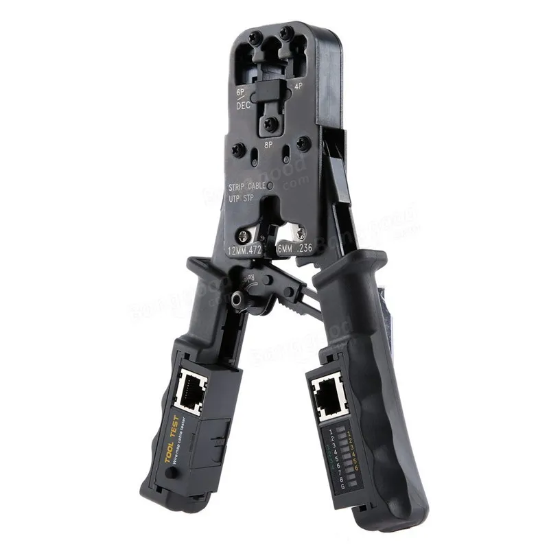 

2 in 1 Network Cable Stripper Crimp Tool Tester LAN Ethernet RJ45/RJ11/RJ9 6P DEC 4P 8P Crimping Pliers Removable Cutting Pliers