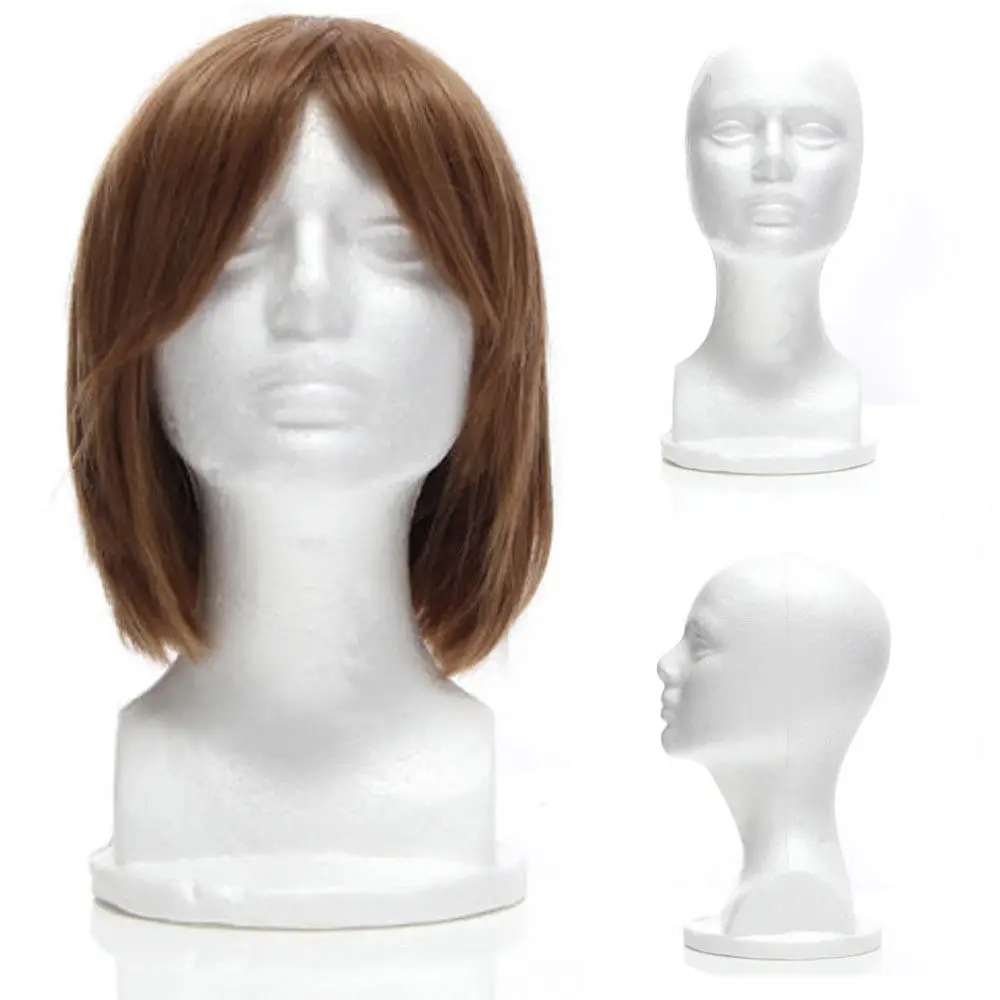 Styrofoam Foam Mannequin DIY Apparel Sewing Female Head Model Dummy Wig Glasses Hat Display Stand