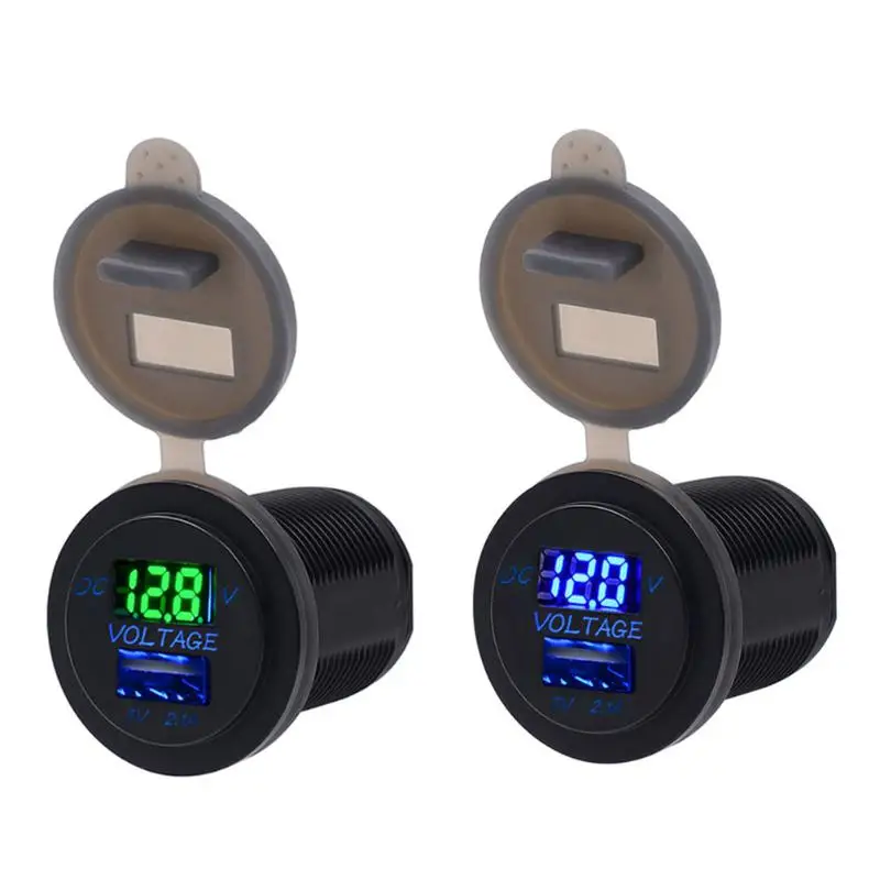 

Universal Waterproof 12/24V Dual USB Car Motorcycle Boat Phone Charger Car LCD Display Voltmeter For iPhone Samsung Xiomi