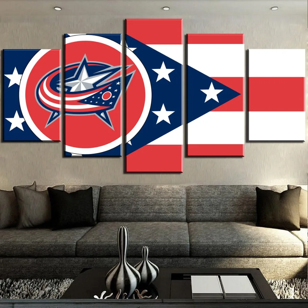 

Framd 5 Piece HD Print Ice Hockey Star Sport Logo Modern Decorative Paintings on Canvas Wall Art for Home Decorations Wall Decor