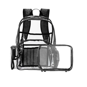 

Clear Backpack for Girls Fit 15.6 inch Laptop School Bag Bookbag for Student Transparent PVC Multi-Pockets School Backpack Out