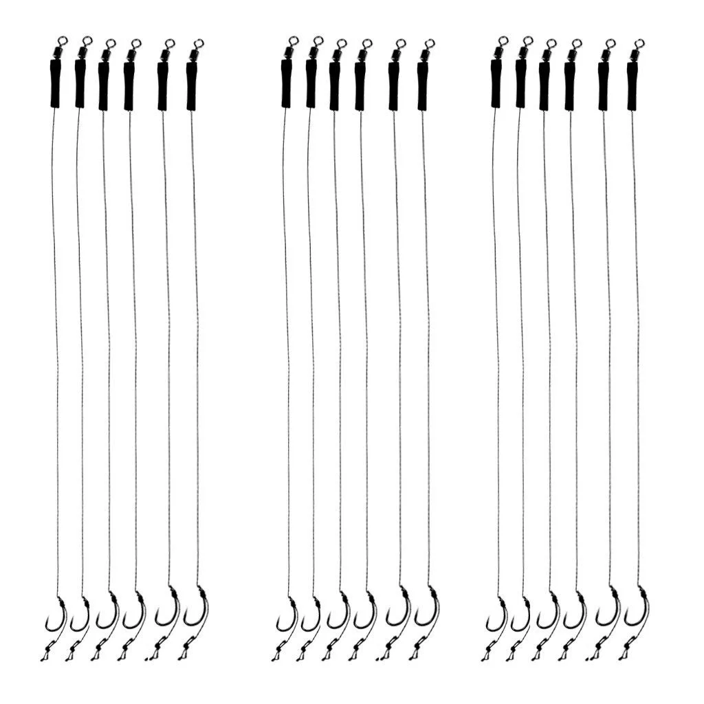 

18Pcs 12lb Fishing Hair Rigs Assorted Hand Tied Carp Fishing Barbless Hooks