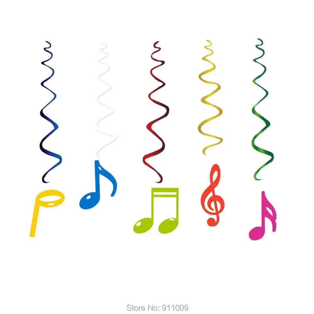30pcs Set Pvc Music Theme Decorations Musical Note Cards Hanging