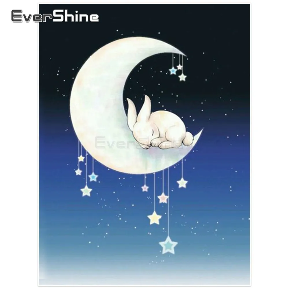 

EverShine DIY 5D Diamond Painting Full Round Moon Diamond Embroidery Sale Cross Stitch Cartoon Rabbit Picture Of Rhinestones