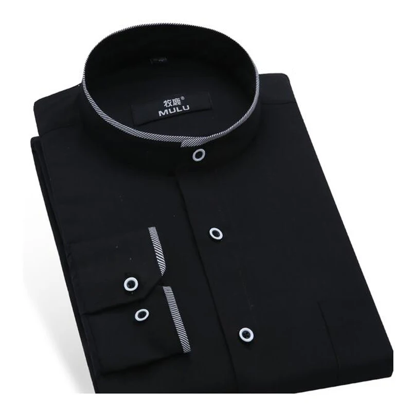 

Mandarin Collar Men Shirt Fashion Brand Shirts Male Long-Sleeved Camisa Masculina Social Casual Slim Fit Chemise Homme