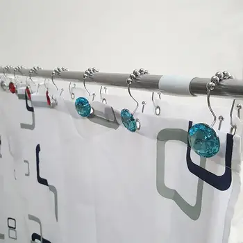 

12Pcs Stainless Steel Rust Resistant Double Hooks Glide Shower Ring Hangs for Both Shower Curtain and Liner