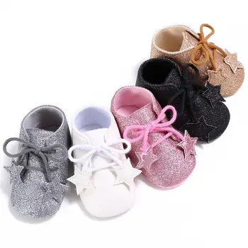 

Pudcoco Summer Newborn Baby Girl First Walker Shoes Stars Tie Soft Slippers Sneaker 0-18M