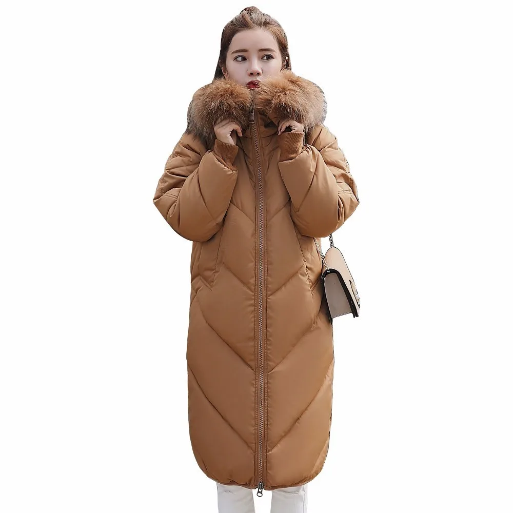 

Women Winter Coat Down Jacket Hooded Fur Collar Elegant Female Thick Parka Warm Long Bread Clothes Mujer Cotton Outerwear PJ230