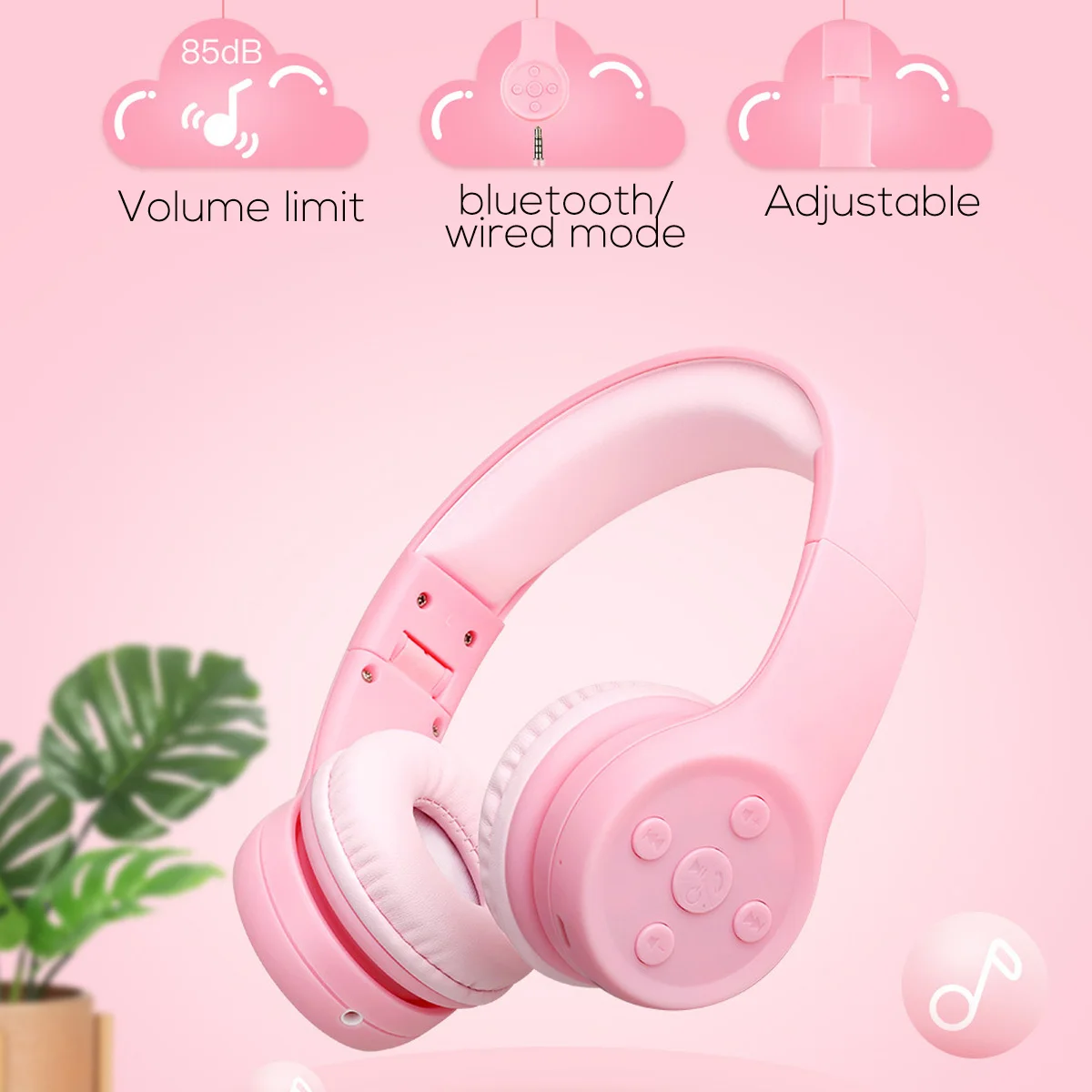 Portable Wireless bluetooth Kids Headphone Foldable Children Child Safely Over Ear Earphone Headset with Mic For Girls Boys Gift