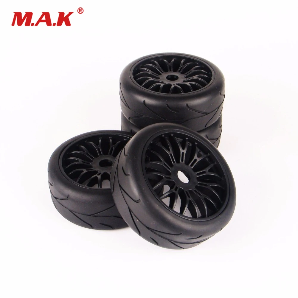 Pneus de Borracha Rodas Aro 12 Milímetros Hex Fit rc 1:10 on Road Car Peças Acessório 4 Pçs - Set 11 Peças e Acessórios