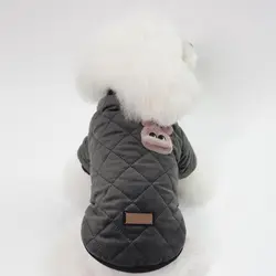 Маленький одежды собаки щенок плед решетки пальто куртка костюм одежда зима теплая
