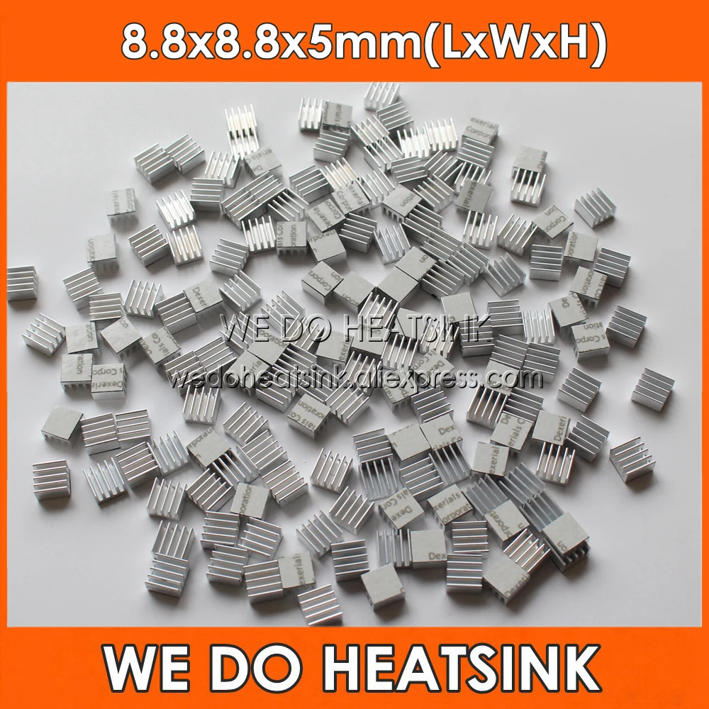 

50Pcs/Lot 8.8x8.8x5 mm Ram Heatsink Chipset Aluminum Heat Sink With Thermal Conductive Tape Fans & Cooling