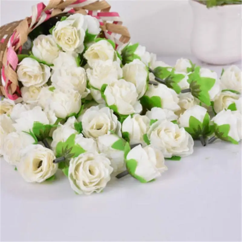 

50PCS Simulation Rose Handmade DIY Flower Buds Wedding Decoration Wall Flower Festive Party Personality Headdress