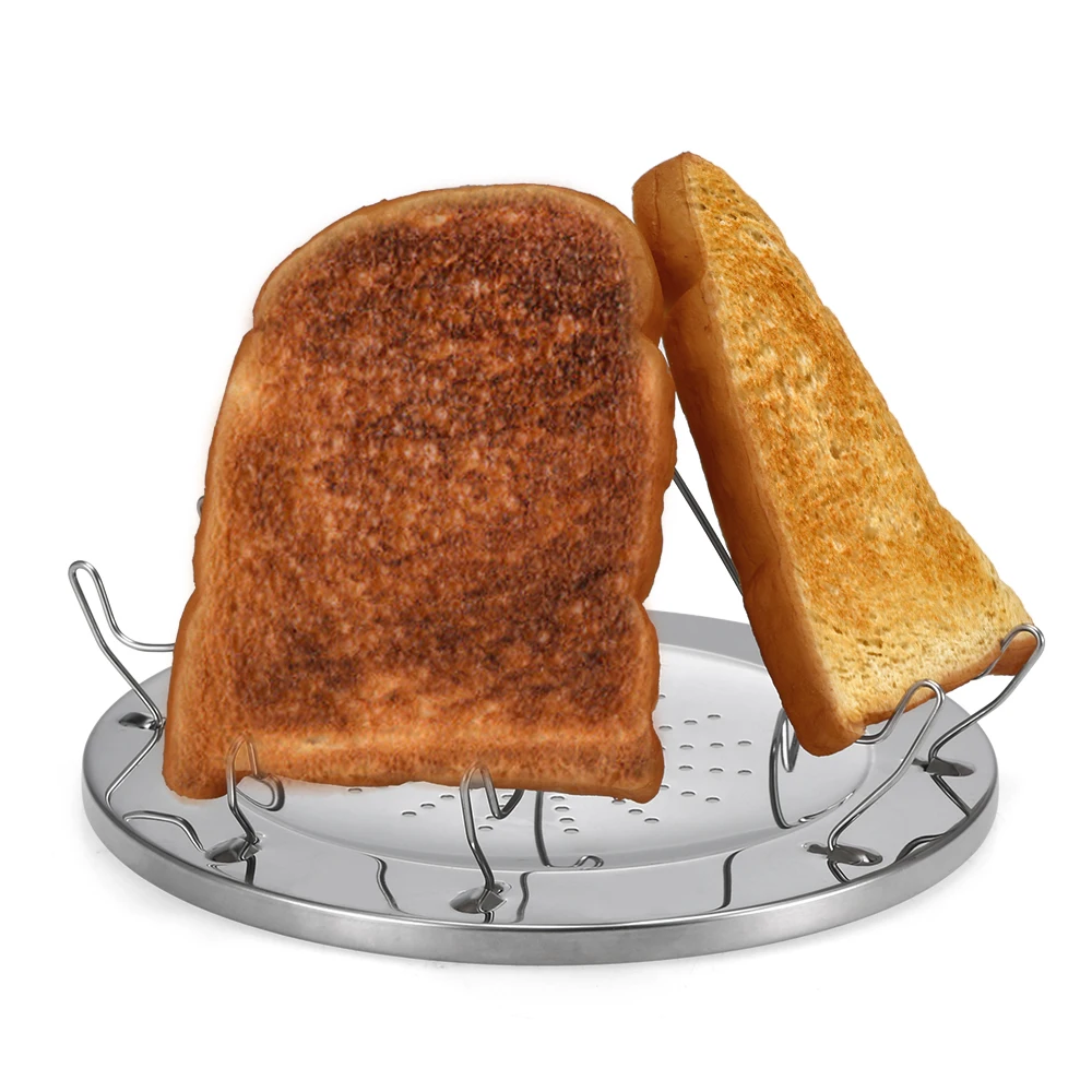 4 Фрагмента открытый Портативный Нержавеющая сталь складываемая походная плита тостер для хлеба стойки Пособия по кулинарии Кемпинг