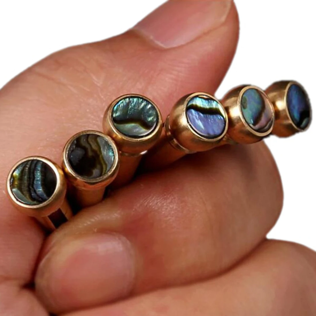 

6Pcs Pure Copper Folk Acoustic Guitar Bridge Pin Color Shell Inlaid Solid String Nail