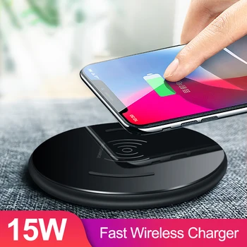 

15W QI FAST Charge Glass Wireless Charger Pad Dock For Samsung S9 S10 Plus S10e iPhone X 8 Huawei P30 Pro Super Fast Charging