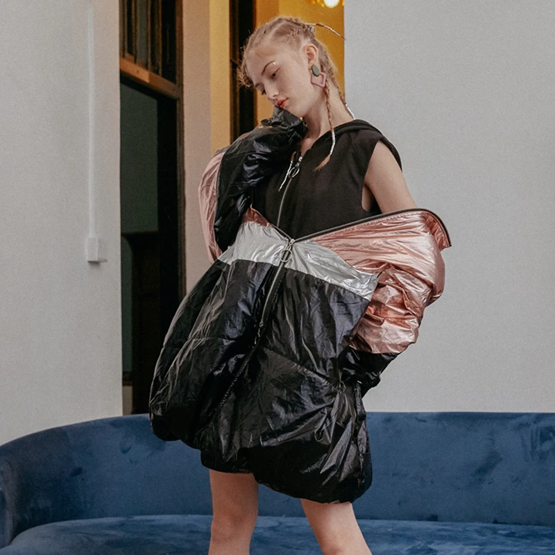Frappé Veste Métal Porter eam Taille Noir Printemps Way Nouveau Longues 2 Manteau 2019 Manches Black Capuchon De Couleur Jk190 Grande À Femmes Mode awxaOCPq