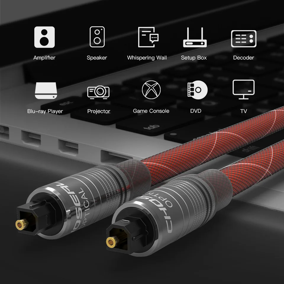 Цифровой оптический аудио кабель CHOSEAL Toslink SPDIF для домашнего кинотеатра звуковой