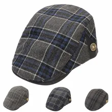 Берет s шапка-ушанка Мужская полушерстяная сетчатая пустая кепка газетчик теплая шапка с пуговицами Регулируемая шапка Толстая зимняя плоская ковбойская шляпа таксиста