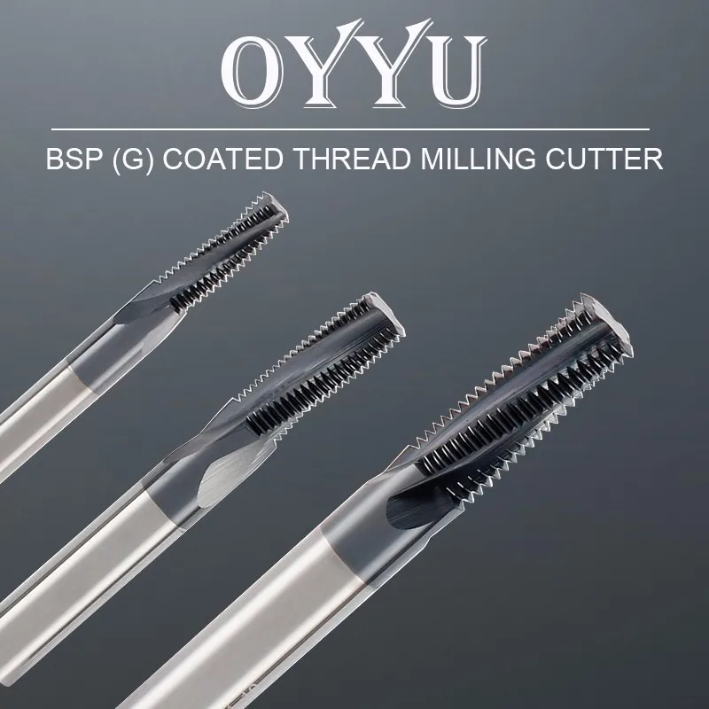 

OYYU Inch G Thread Milling Cutter Tools Machining Center End Mill Carbide BSP Tungsten Steel Milling Cutter Full Tooth Type