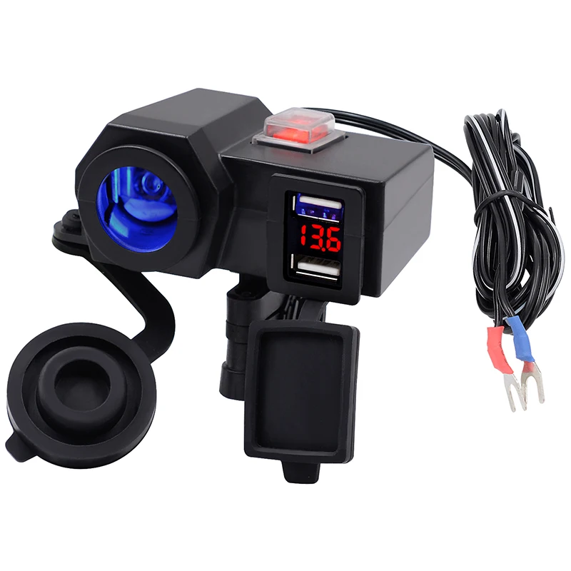 

Universal Car USB Cigarette Lighter Socket Splitter 12V-24V Power Adapter Max 4.2A 2 USB Car Charger with Voltmeter LCD