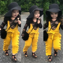 Комбинезон на бретелях для маленьких девочек, боди, штаны, комбинезоны, новинка, детские комбинезоны для маленьких девочек, штаны с декоративным кружевом